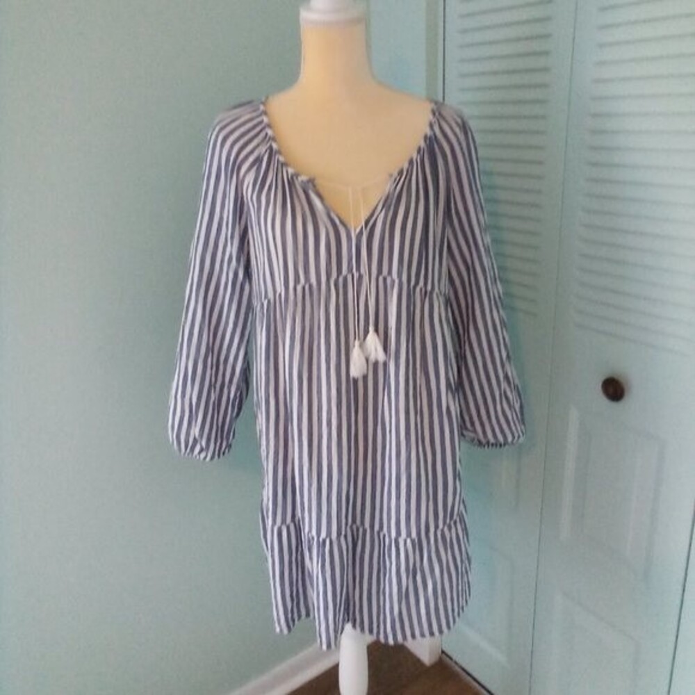 OLD NAVY Striped Tired Dress Cover-up, Size M, Cotton blend